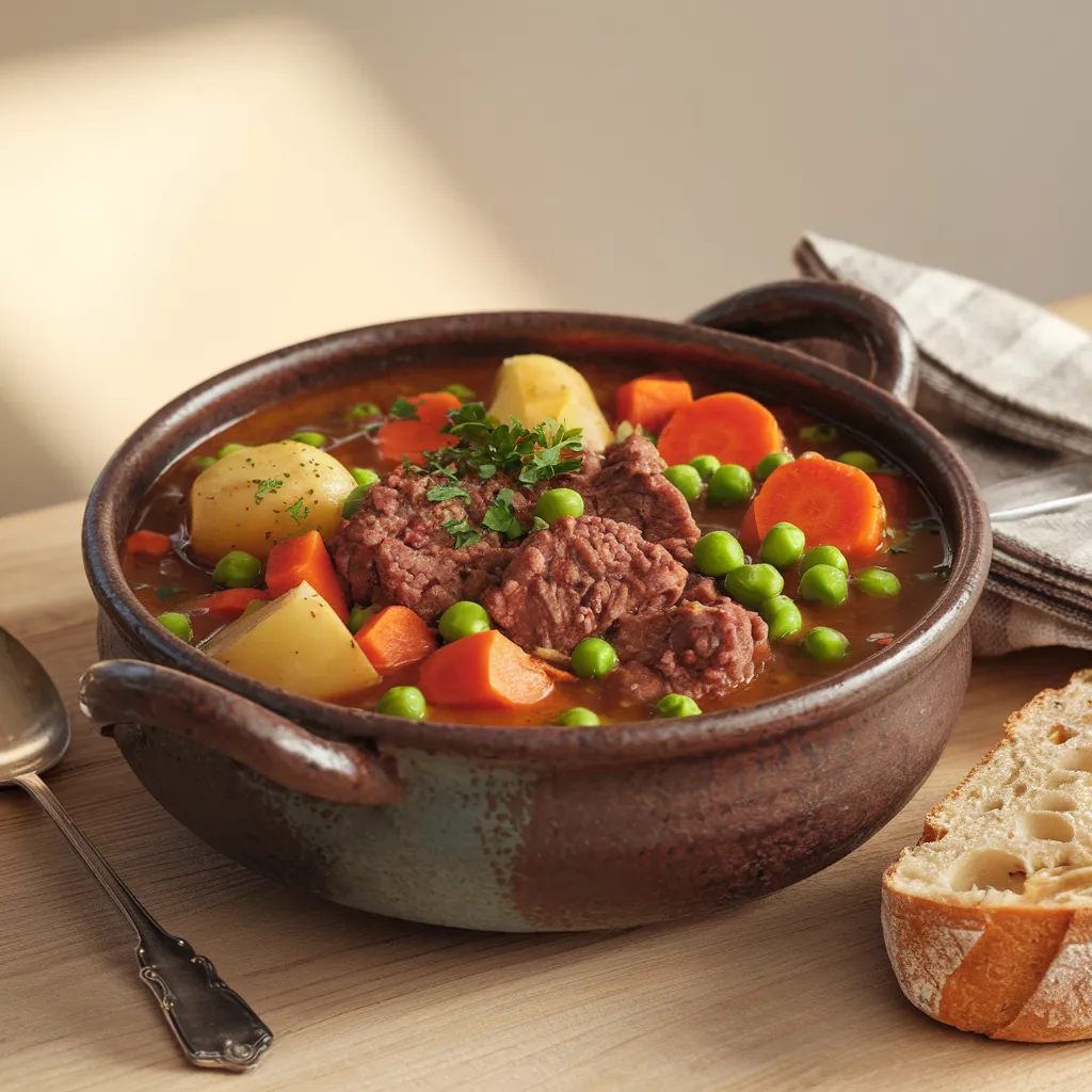 a hearty slow-cooked ground beef stew