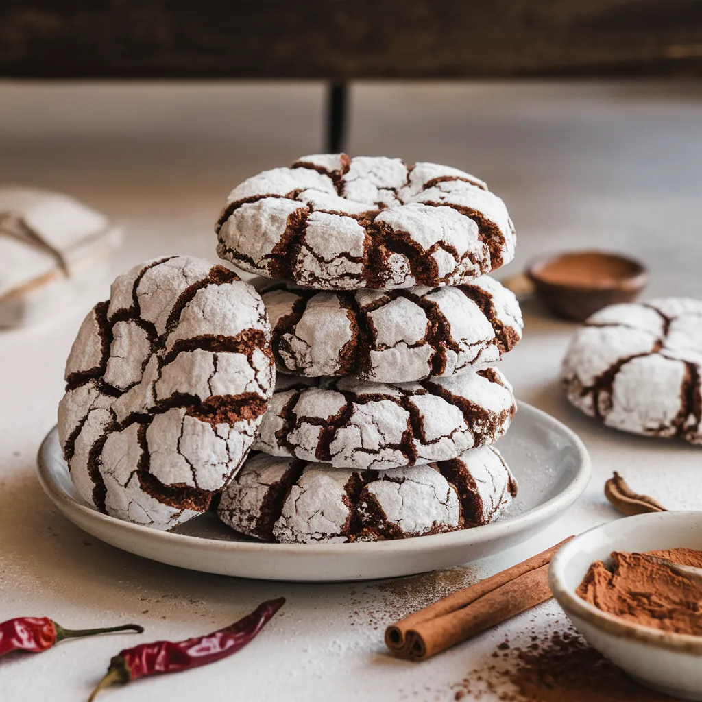 Mexican Hot Chocolate Crinkle Cookies