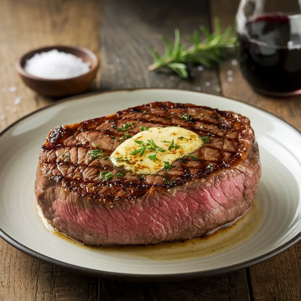 bottom round steak with a rich, golden-brown crust