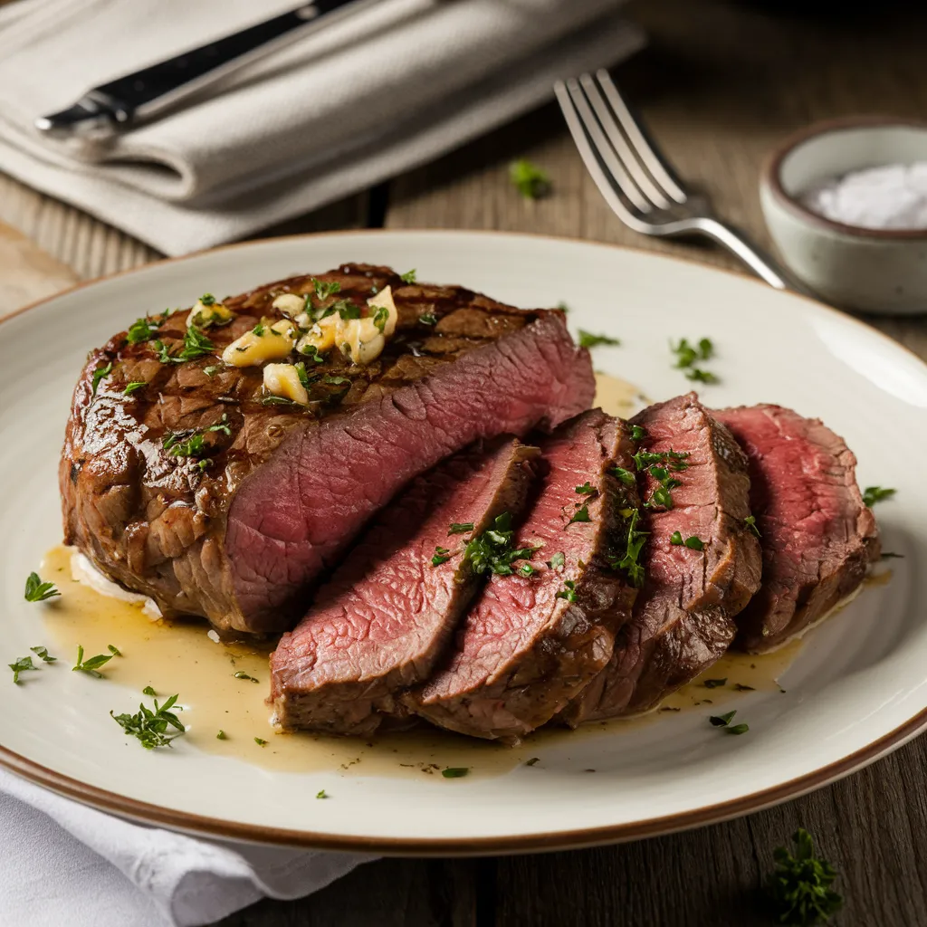 seared bottom round steak,